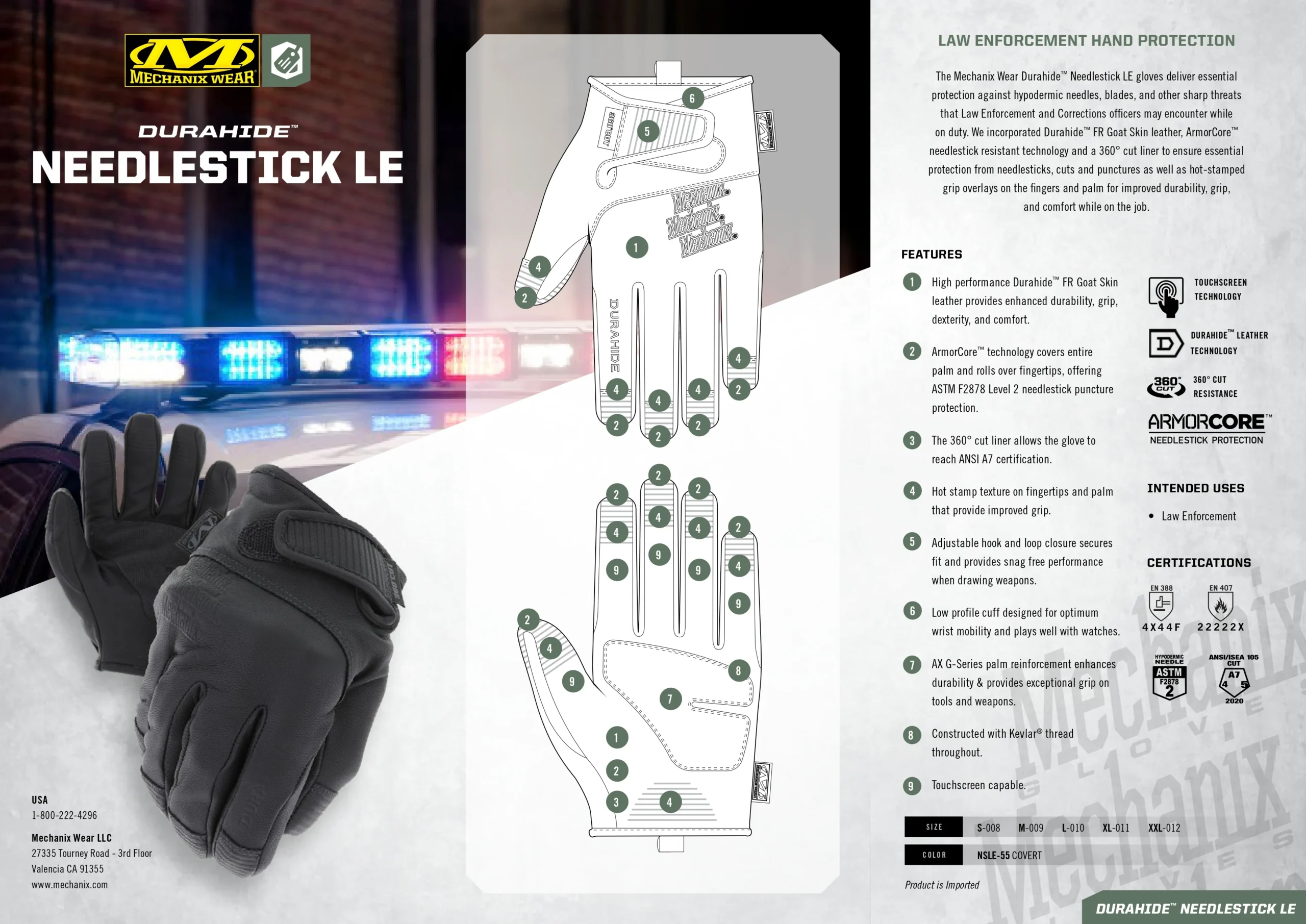 Mechanix Leather Needlestick Law Enforcement - Bilde 4